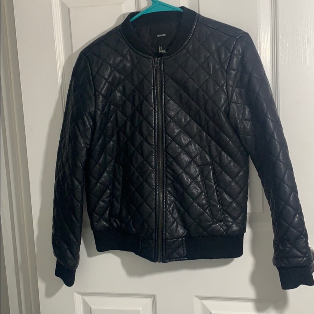 Black faux leather jacket
